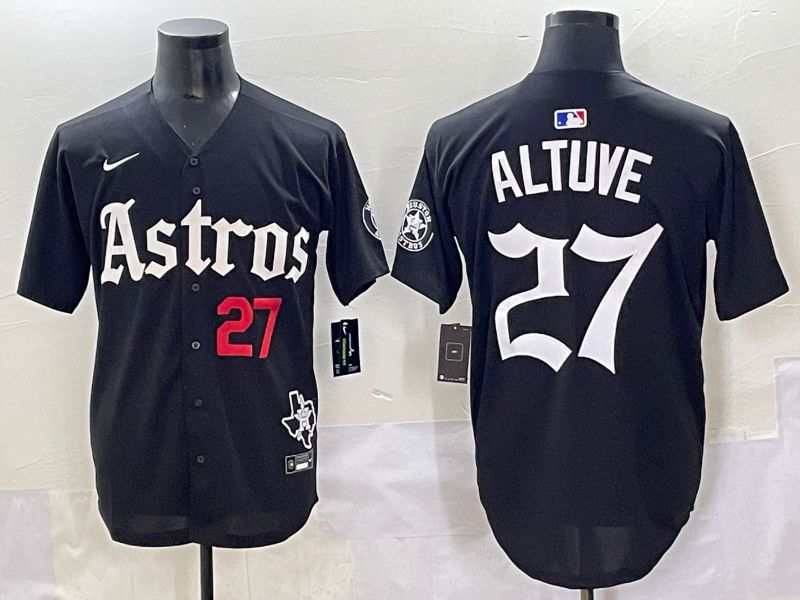 Men 2025 Houston Astros #27 Altuve Black Five generations Joint Name Nike MLB Jersey style 9->houston astros->MLB Jersey